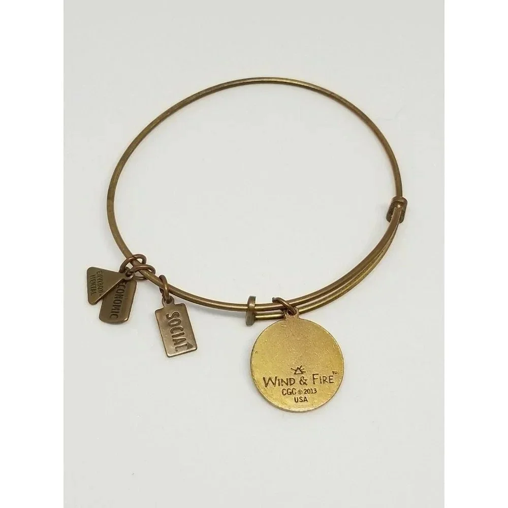 Wind & Fire Mystic Drawbridge Charm Gold Expandable Bangle Bracelet Made In USA - Picture 4 of 4